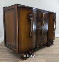 Bahut Meuble Jentique Vintage Art Déco à Double Étagère 4 Tiroirs