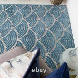 Blue Teal Intérieur Extérieur Lavable Déversoir Proof Durable Textured Soft Home Rugs