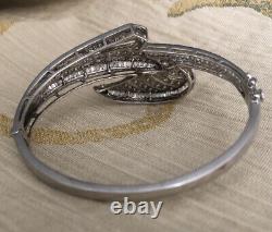Bracelet de style Art Déco en argent 925 - Pierres blanches baguette et rondes 19.63g