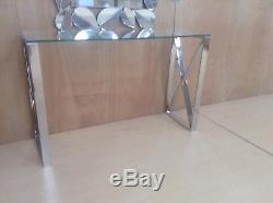 Bude Large Table En Verre Transparent Et Miroir Avec Coiffeuse, Largeur De La Table 120 CM