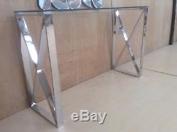 Bude Large Table En Verre Transparent Et Miroir Avec Coiffeuse, Largeur De La Table 120 CM