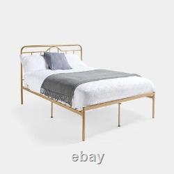 Cadre de lit double linéaire en métal doré Art Déco 4 pieds 6 pouces.