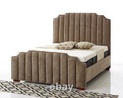 Cadre de lit rembourré de style Art Déco avec tête de lit, fabriqué à la main au Royaume-Uni - 5 étoiles