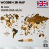 Carte Du Monde En Bois 3d - Décoration Murale Rustique Pour Maison - Cadeau De Voyage - Taille M/l/xl