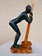 Céramique Rare Signée Luc Femme De Croisière Noire 1930 Art Deco érotique 24cm