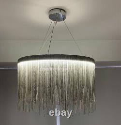 Cgc Chrome Silver Waterfall Chandelier Led Grand Pendentif Light Ceiling Lamp Tier