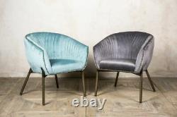 Chaise Baquet Velours Seau Fauteuil Duck Egg Blue Or Grey Tub Dining Chair