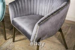 Chaise Baquet Velours Seau Fauteuil Duck Egg Blue Or Grey Tub Dining Chair