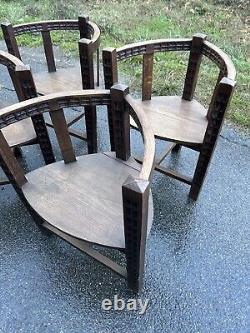 Chaise de style Art Déco 4x Dudouyt en bois vintage à restaurer