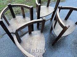 Chaise de style Art Déco 4x Dudouyt en bois vintage à restaurer