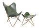 Chaise Papillon En Cuir Ouvrable Avec Repose-pieds En Cuir Vert