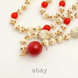 Collier D'étuvage Art Déco Perles En Verre Rouge Blanc Des Années 1930 Bijoux De Style Allemand