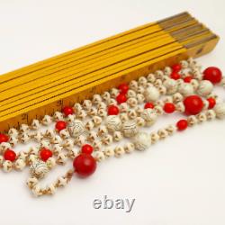 Collier D'étuvage Art Déco Perles En Verre Rouge Blanc Des Années 1930 Bijoux De Style Allemand