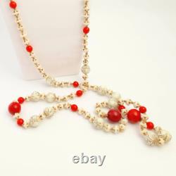 Collier D'étuvage Art Déco Perles En Verre Rouge Blanc Des Années 1930 Bijoux De Style Allemand