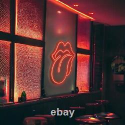 Décor mural en néon des Rolling Stones avec langue rouge, lumière LED, art musical et lèvres rouges en néon LED