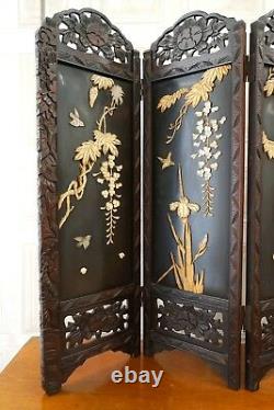 Divine Antique Chinese Black Laquer Et Jade Room Divider Salesman Exemple