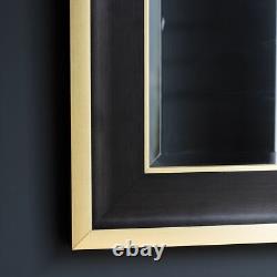 Edmonton Black Frame Gold Edge Overmantle Rectangle Miroir Mural 110.5cm X 80cm