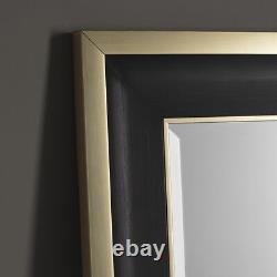 Edmonton Black Frame Gold Edge Overmantle Rectangle Miroir Mural 110.5cm X 80cm