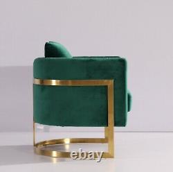 Emerald Green Velvet Tub Accent Chaise Or Finition Frame Uk Stock Livraison Gratuite