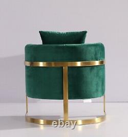 Emerald Green Velvet Tub Accent Chaise Or Finition Frame Uk Stock Livraison Gratuite