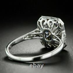 Emerald-cut Art Déco Style Diamond Saphir Fiançailles Mariage 925 Argent Anneau