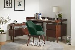 Fauteuil de bureau ou de salle à manger Lule en velours vert pin pivotant à 180 degrés - Made. Com