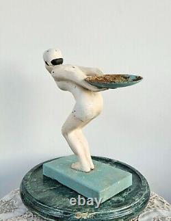 Figurine de nageur plongeur Art Déco vintage des années 1930, rare