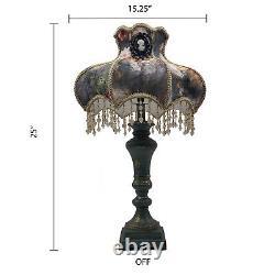 Floral Perled Table Victorian Thème Lampe De Lecture De Table 25-pouces 1-lumière