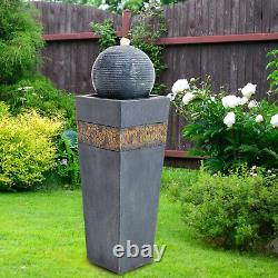 Fontaine de jardin électrique avec éclairage LED et statue décorative en extérieur