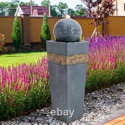 Fontaine de jardin électrique avec éclairage LED et statue décorative en extérieur