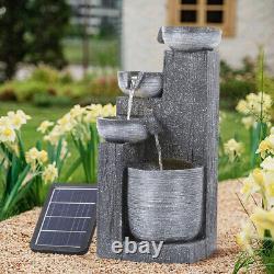 Fontaine de jardin extérieure à énergie solaire avec lumières LED alimentées par le soleil à 5 niveaux de 58 cm