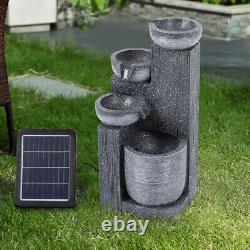 Fontaine de jardin extérieure à énergie solaire avec lumières LED alimentées par le soleil à 5 niveaux de 58 cm