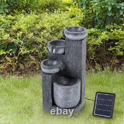 Fontaine de jardin extérieure à énergie solaire avec lumières LED alimentées par le soleil à 5 niveaux de 58 cm