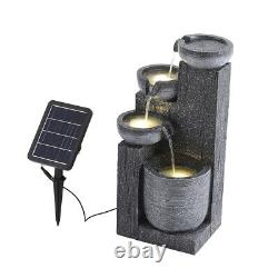 Fontaine de jardin extérieure à énergie solaire avec lumières LED alimentées par le soleil à 5 niveaux de 58 cm