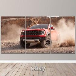 Ford Ranger Raptor Hors route Cab course 3 pièces Toile Mur Art Imprimer Décoration Maison