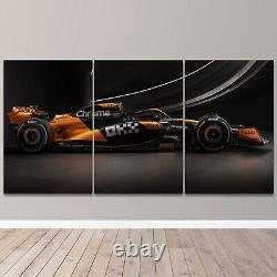 Formule 1 F1 de McLaren Lando Norris Voiture 3 Pièces Toile Murale Impression d'Art Décoratif pour la Maison