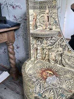 Fornasetti Style Dressing Table Decoupage Français Mirror Console 50s 60s Unusual