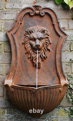 Gentle Lion Head Wall Fontaine Caractéristique De L'eau Bronze Antique Animal Vintage Look