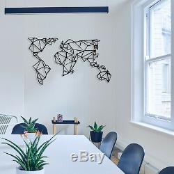 Géométriques Carte Du Monde En Métal Avec Cadres Mur De Luxe Art Décor Décoration Murale