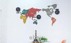 Grande Carte Du Monde Horloge Murale En Bois Bricolage Sticker Puzzle Décor Intérieure Cadeau Ecomix