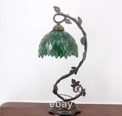 Green Leaf Tiffany Style Lampe De Table Chambre Livingroom Light Stained Glass Desk