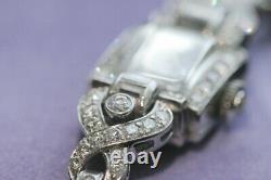Hamilton Vintage Art Déco Ladies Elegant Montre Platinum & Diamonds Bracelet
