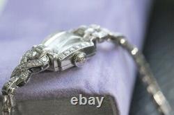 Hamilton Vintage Art Déco Ladies Elegant Montre Platinum & Diamonds Bracelet
