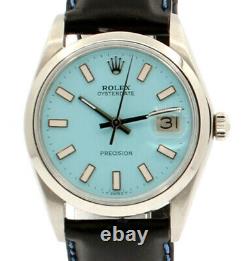 Homme Rolex Oyster Date Précision 6694 Acier Inoxydable Baby Blue Cadran Montre