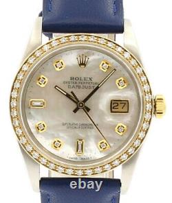 Homme Vintage Rolex Oyster Perpetual Date Juste 36mm Or Diamond Cadran Montre