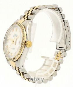 Hommes Rolex Oyster Perpetual Date Juste 36mm Or Blanc Cadran Romain Montre Diamant
