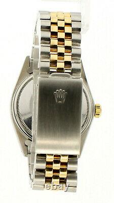 Hommes Rolex Oyster Perpetual Date Juste 36mm Or Blanc Cadran Romain Montre Diamant