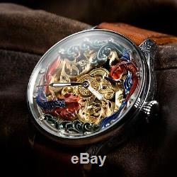 Hommes Skeleton Montre, Vieux Antique Pocket Watch, Mouvement Suisse, Montres Personnalisées
