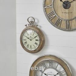 Horloge murale en nickel et bois avec chronomètre pour la cuisine et le salon