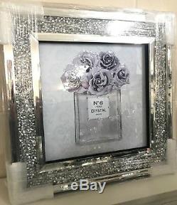 Image De Paillettes De Bouteille De Parfum Lilas Avec Cadre En Diamant Miroir Scintillant